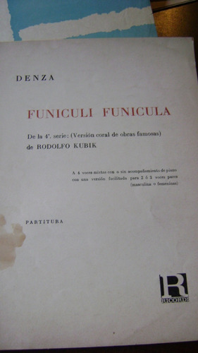 Partitura Para Piano Funiculi Funicula L.denza Serie 3.15