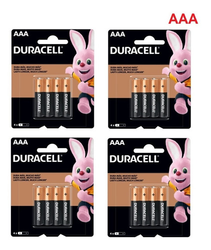 Imagem 1 de 1 de Kit 16 Pilhas Duracell Aaa (4 Cartelas C/ 4)