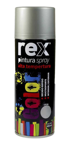 (6x) Pintura Spray Alta Temperatura Aluminio 400ml Rex