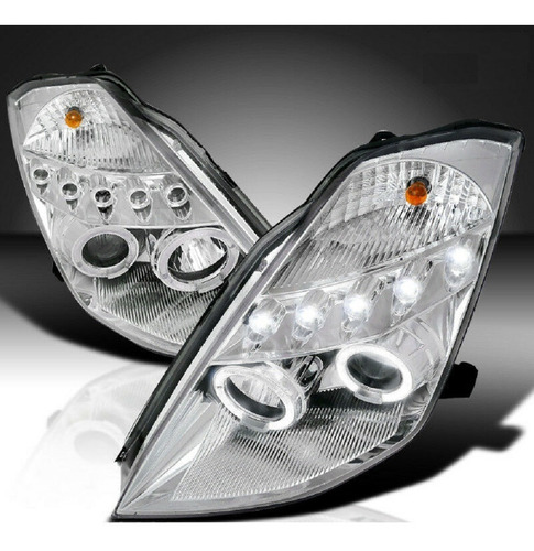Nissan 350z 2003 - 2005 Juego Faros Ojo De Angel Fondo Cromo