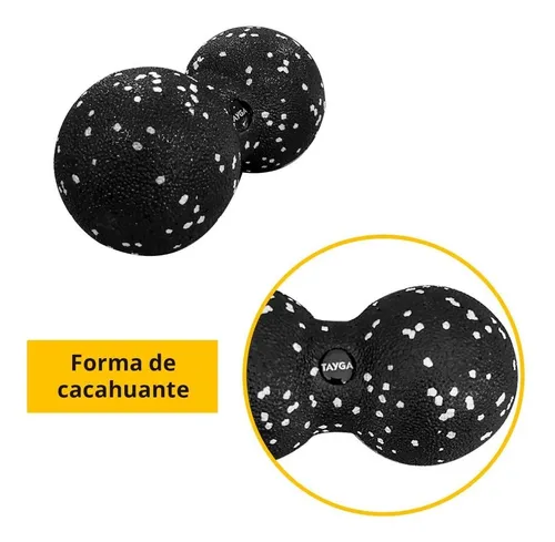 Masajeador Doble Yoga Cacahuate Masaje Crossfit Color Negro
