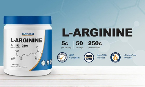 L Arginina En Polvo 250g Nutricost + Envío 