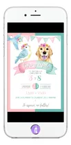 Comprar Invitación Cumpleaños Digital Tarjeta Invitacion Pajaritos 