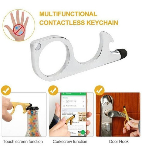 Llaveros Set De 4 Abridor De Puerta Anticontagio Multiuso Pl