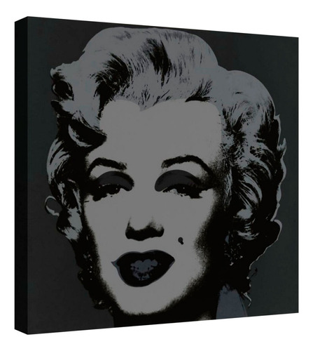 Cuadro Canvas Deco Andy Warhol Marilyn Monroe 1967 3 Color Negro Armazón Natural