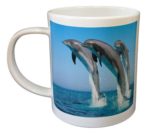 Taza De Plastico Delfines Mar Salto Salpicando Agua