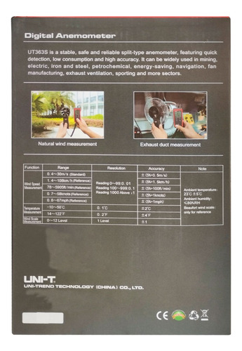 Anemómetro Digital Ut363s Uni-t - Mihaba