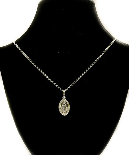 Conjunto Plata 925 Y Oro Cadena Y Dije Virgen Milagrosa 