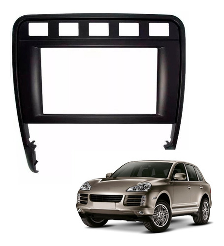 Moldura 2 Din Porsche Cayenne 2009  Preto 