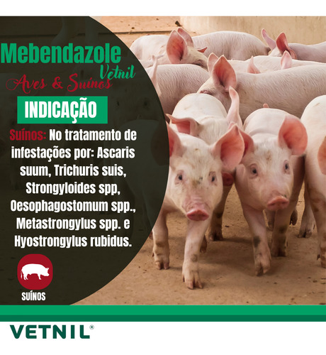 Mebendazole Caixa Com 20 X 30 Gr (vermifugo P/ Aves, Suínos)