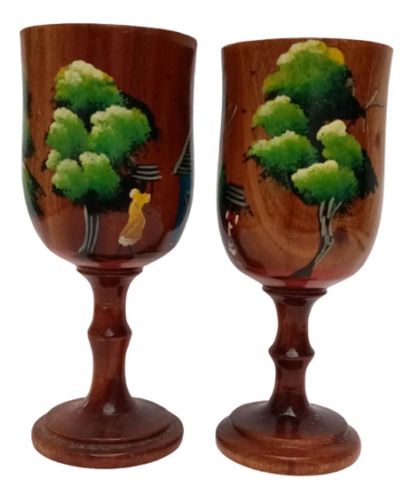 Copas De Madera Decoradas Talladas A Mano Arte Haiti 17 Cm