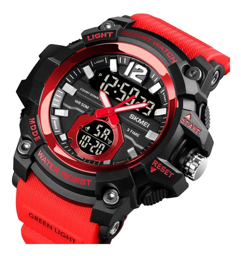 Reloj Skmei 1725 Sumergible Deportivo Cronometro Rojo 