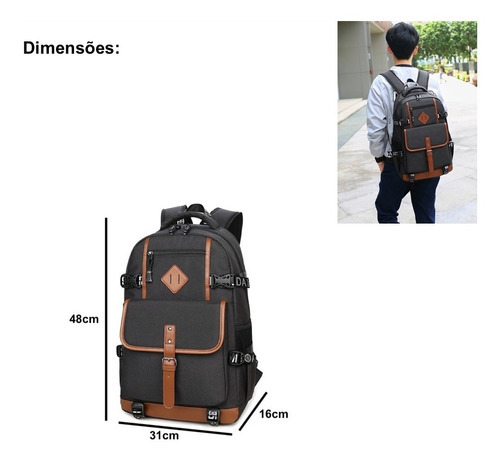 Mochila Escolar Reforçada Masculina Feminina Para Notebook Cor Azul