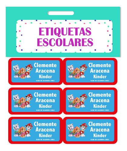 40 Etiquetas Escolares Personalizadas Paw Patrol 