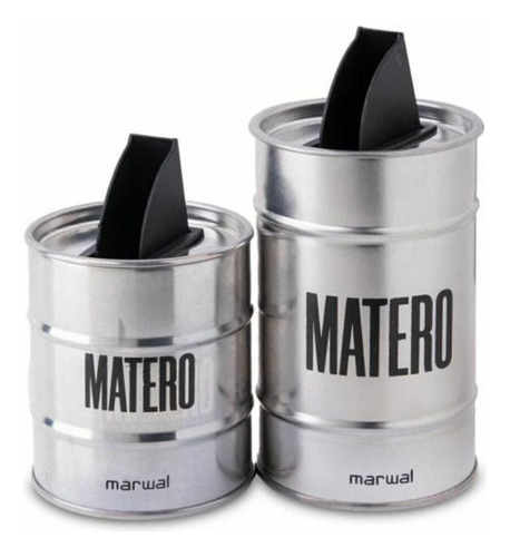 Matero Latas Yerbera Azucarera Plateadas Pico Vertedor Color Plateado