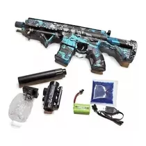 Kit Arminha de brinquedo Prata e Preta +1000 Bolinhas / Pistola de Brinquedo  Caveira / de Plástico / Airsoft /