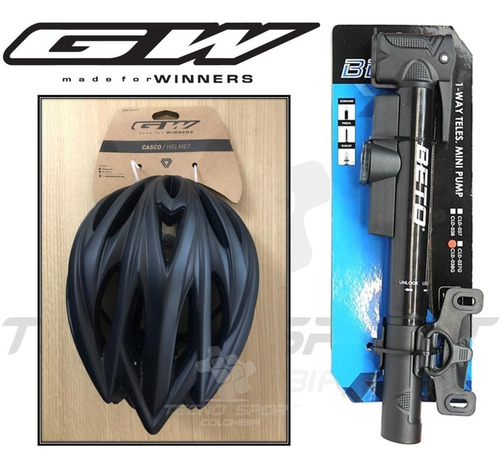 Casco Ciclismo Bicicleta + Inflador Aire Oferta Envio Gratis