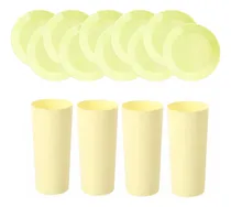 Comprar Kit Fiesta 20 Piezas Vasos Trago Largo Y Platos Playos 23 Cm