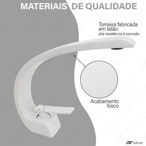 Torneira Banheiro Lavabo Monocomando Branca Fosca Tubrax