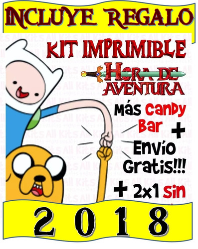 Kit Imprimible Hora De Aventura 2020 Candy Bar Con Regalo.!!