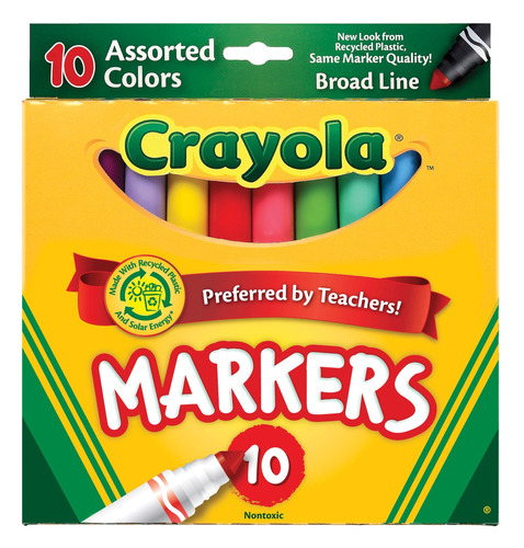 Set De 10 Marcadores Linea Ancha Crayola Original Colores