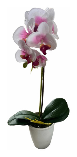 Orquídea Artificial Con Maceta Blanca 50 Cms Vs Colores
