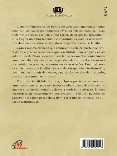 O Matrimônio E O Processo De Nulidade Matrimonial: Manual De Orientações Canônicas, De Batista Sales, Silvestre Paulo. Editorial Paulinas, Capa Mole, Edição 2023-01-30 00:00:00 Em Português