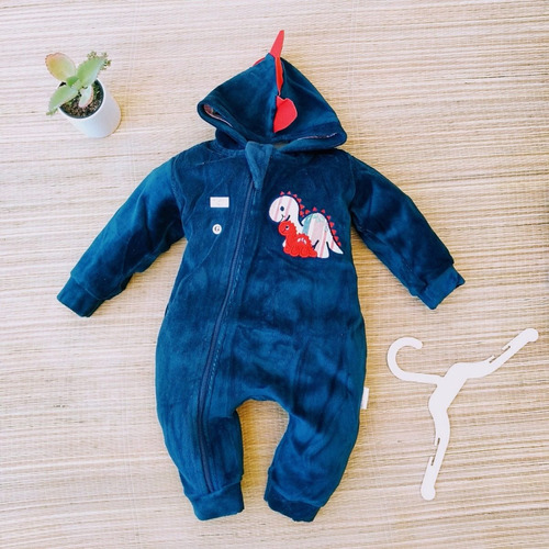 Imagem 2 de 7 de Macacão De Plush Para Bebê Com Capuz Bichinhos Com Orelhas