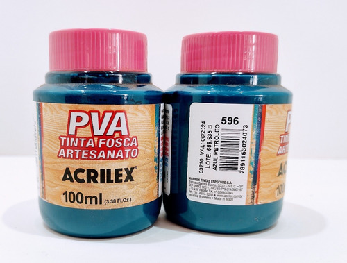 Imagem 1 de 2 de Tinta Pva Fosca Azul Petróleo 100 Ml Acrilex - Cod 596