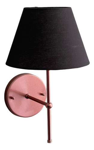 Arandela De Parede Rose Gold Em Aluminio Com Cupula Preto Quarto / Sala De Estar / Corredor Tecido Algodao E27 Tensao Bivolt 110v/220v