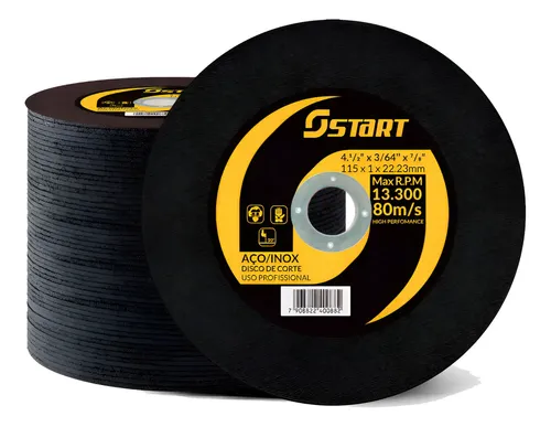 Disco Corte Fino Inox 4.1/2 x 1,0 para Esmerilhadeira 100 Peças - Start