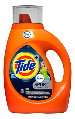 Jabón líquido Tide Plus Febreze Sport Active Fresh original botella 1.36 L