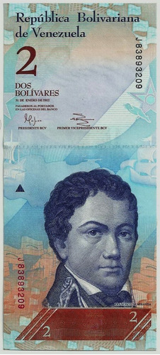 Fk Billete Venezuela 2 Bolívares 2012 P-88b F E Sin Circular