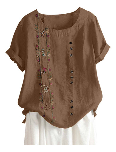 Tops M Para Mujer, Talla Extragrande, De Algodón Y Lino Con