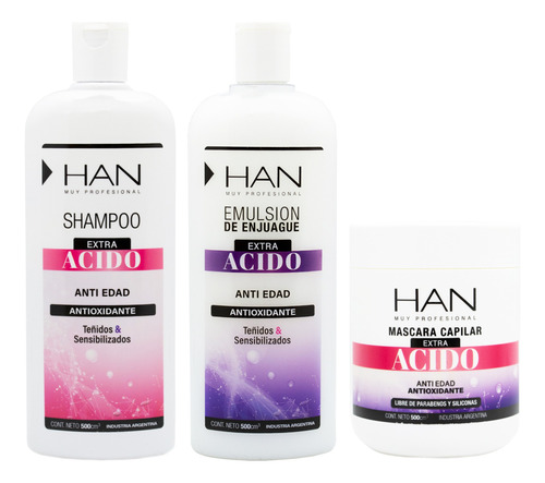 Han Extra Acido Kit Shampoo + Enjuague + Mascara Grande