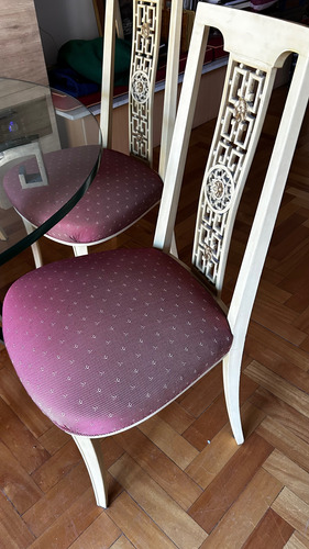 Mesa Antigua Clásica Con 6 Sillas 1.2m De Largo Cristal Rayado (Usado)