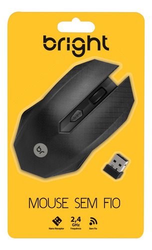 Mouse Sem Fio Bright 0053 1200 Dpi 2,4ghz Wireless Preto
