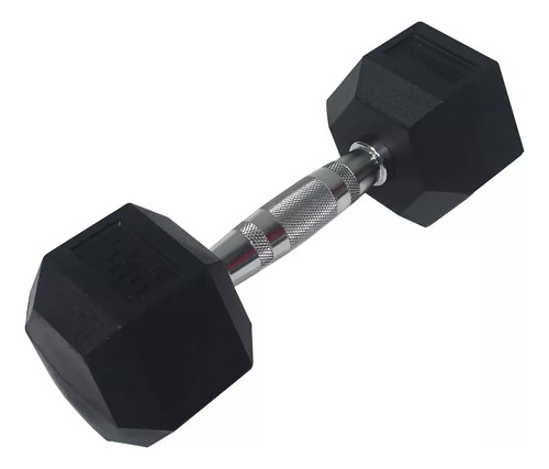 Mancuernas Hexagonales Engomada 5 Kg X Unidad. Mancuerna Negro