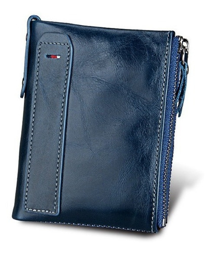 Cartera De Piel Billetera Con Doble Monedero Para Hombre 