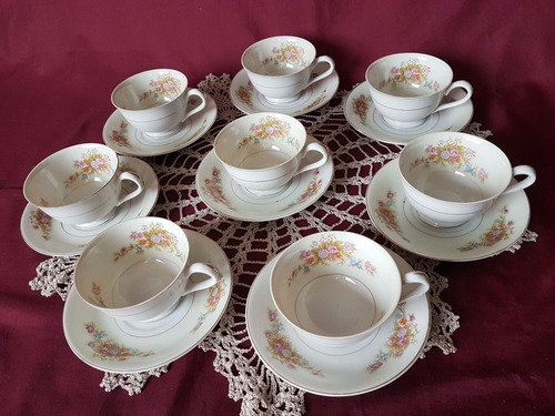 Antiguos Dúos Para Té En Finísima Porcelana Traslúcida