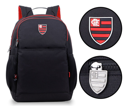 Mochila Esportiva Escolar Juvenil Flamengo Rubro Negro