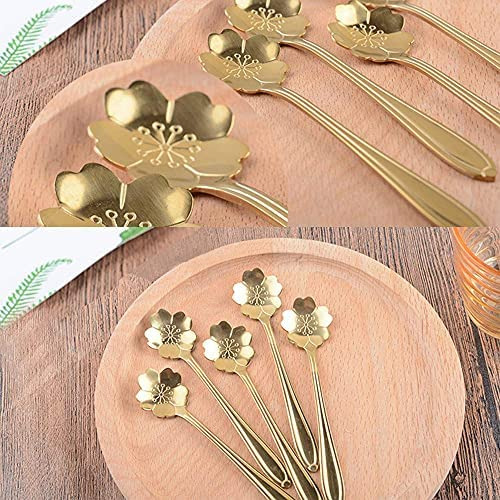 8 Cucharas De Café Con Flores De Acero Inoxidable, Cucharas