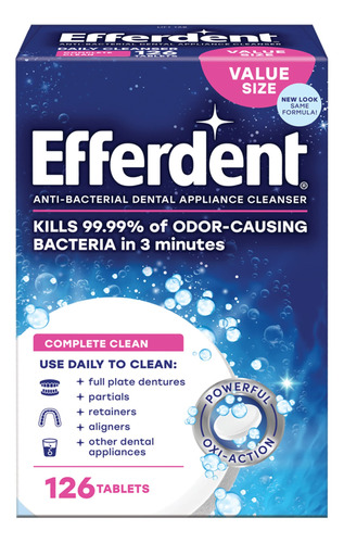 Efferdent - Tabletas De Limpieza Dental, Completamente Limp.