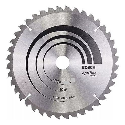 Hoja Disco Sierra Circular Bosch 254mm 40d Para Madera 901 Color Gris