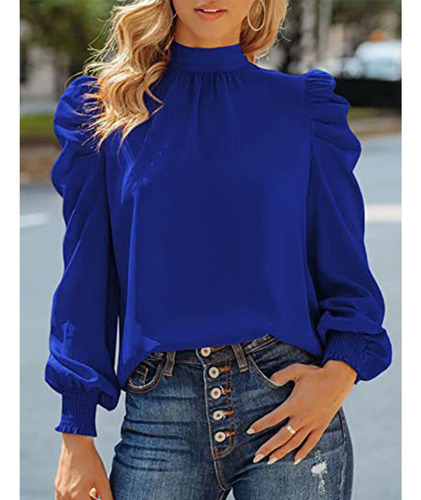 Blusa De Manga Larga Para Mujer, Camisa Acolchada, Elegante,