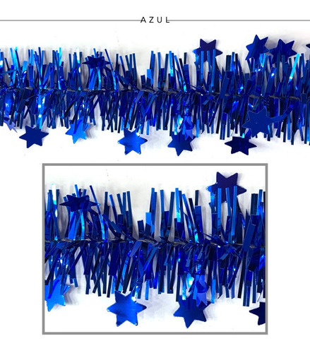 Imagen 3 de 10 de Lameta Con Estrellas Pack X 3 - Boa Guirnalda Deco Navidad