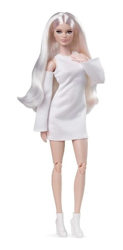 Imagem 1 de 8 de Barbie Signature Looks Cabelo Loiro Vestido Branco Mattel Ms