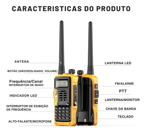 Kit 4 Rádios Baofeng Walkietalk Uvs9plus Rádiofm 2800mah 10w