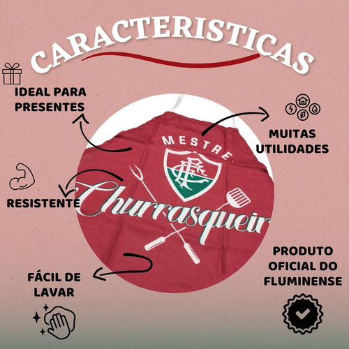 Kit Churrasco Avental Fluminense Churraco+taça Windsor Selo