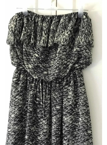 Vestido Strapless Animal Print Gris De Usa M - 3475